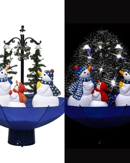 Snowing Christmas Tree With Umbrella Base Blue 2 Ft PVC