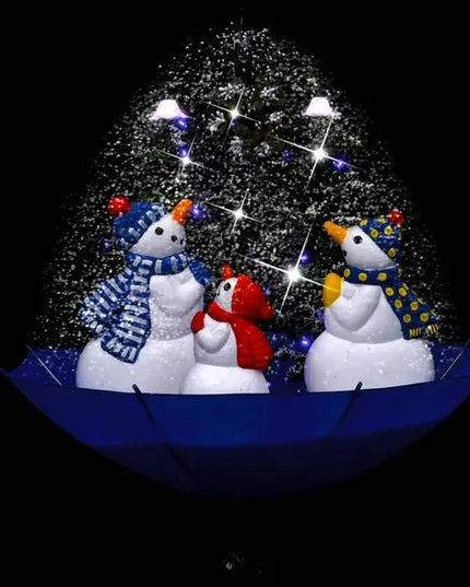 Snowing Christmas Tree With Umbrella Base Blue 2 Ft PVC