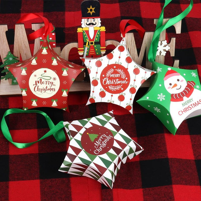 Christmas Gift Boxes Santa Claus Candy Box Star Shape Merry Christmas Boxes Kids Gifts