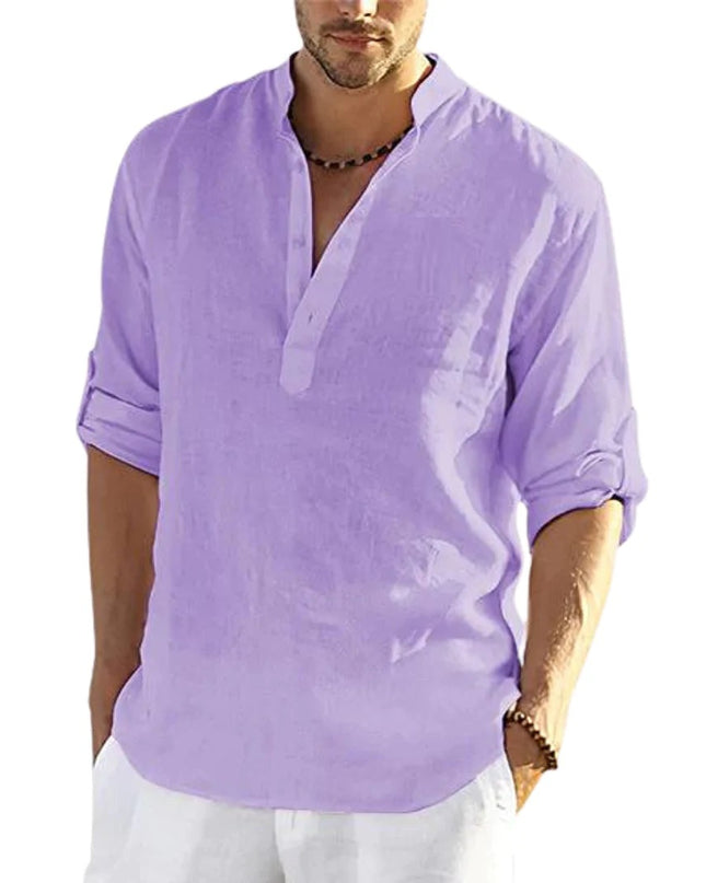 Men's Casual Long Sleeve Cotton linen shirt - Here 4 you