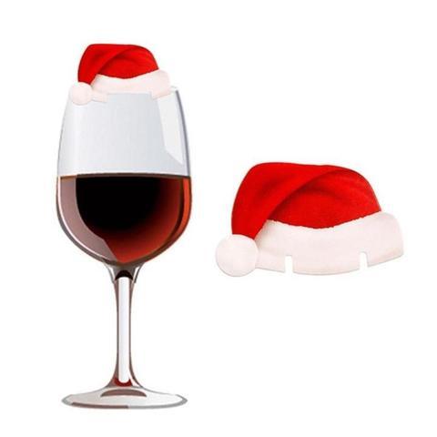 10PcsLot Paper Red Christmas Hat Wine Champagne Tipple Cup Card Christmas Party Table Decor DIY Decorations
