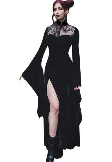 Women's Slit Skirt With Lace Cutout Stitching