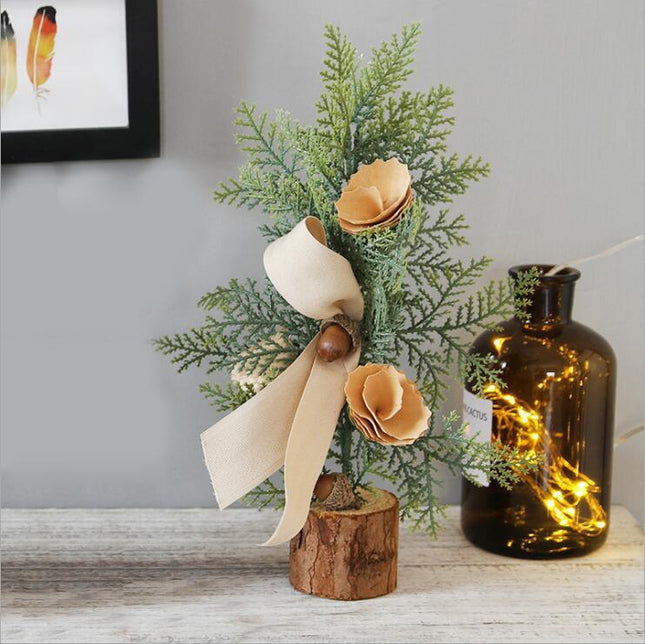 Artificial Christmas Tree Decorations For Home Creative Jute Red Fruit Pine Cone Desk Christmas