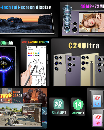S24 Ultra Cell Phones 5G Unlocked Phonessmartphonewith Tool Pen