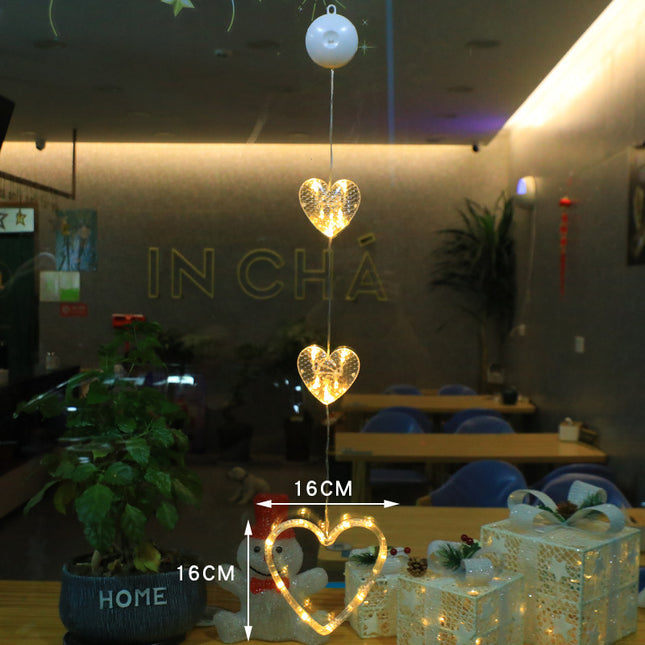 Christmas 3pcs LED Light Star Xmas Tree Hanging Window Ornaments Decoration For Home Xmas Navidad Christmas Decorations