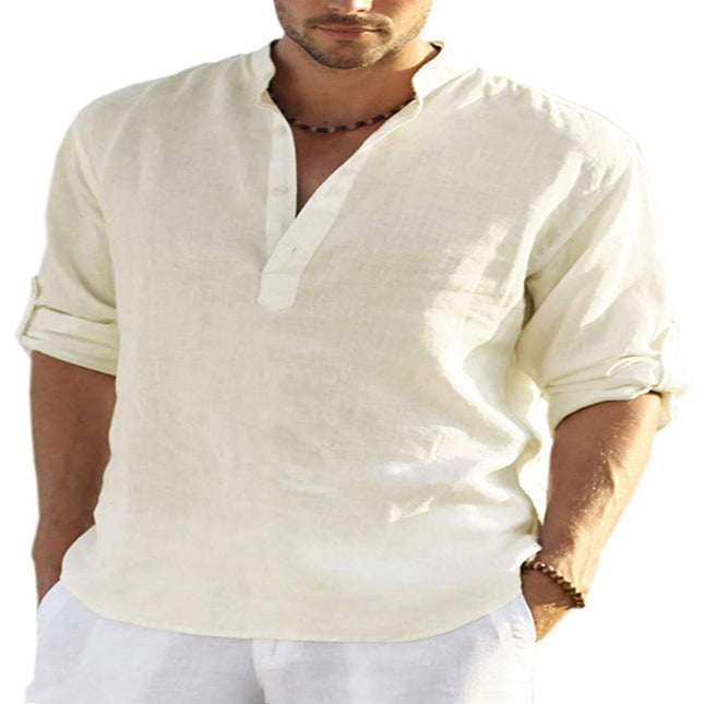 Men's Casual Long Sleeve Cotton linen shirt - Here 4 you