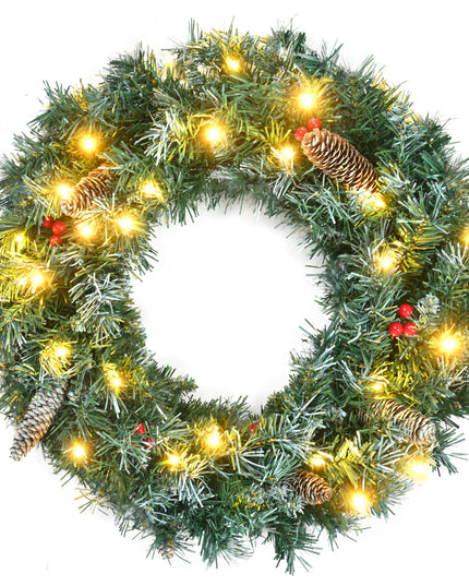 6 Feet Dark Green Pine Christmas Tree, Pre-Installed Lighting Set With Tree, Garland & Garland, Hinged Artificial Christmas Tree,