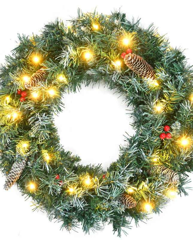 6 Feet Dark Green Pine Christmas Tree, Pre-Installed Lighting Set With Tree, Garland & Garland, Hinged Artificial Christmas Tree,