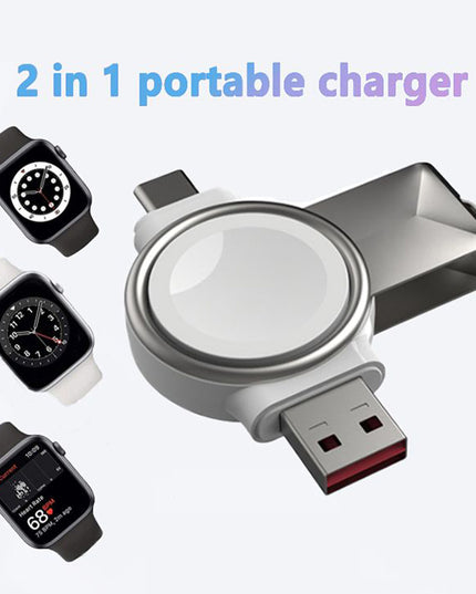 2 In 1 Magnetic Watch Wireless Charger Interface For Apple Watch IWatch Fast Charging Portable Type-C USB