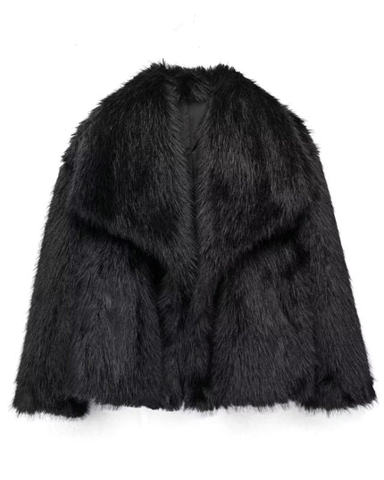 Winter Plush Coat Fashion Thicken Lapel Outwear Casual Long Sleeve Tops Womens Clothing