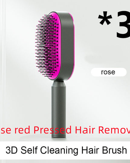 Self Cleaning Hair Brush For Women One-key Cleaning Hair Loss Airbag Massage Scalp Comb Anti-Static Hairbrush