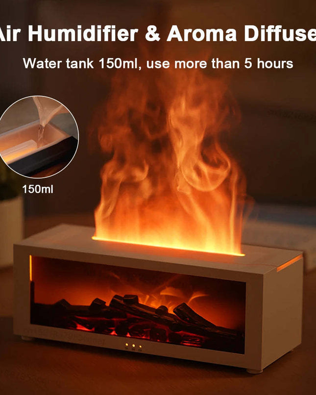 New Flame Aromatherapy Machine Colorful Essential Oil Diffuser Home Large Fog Volume Flame Humidifier 3D Flame Fireplace Machine