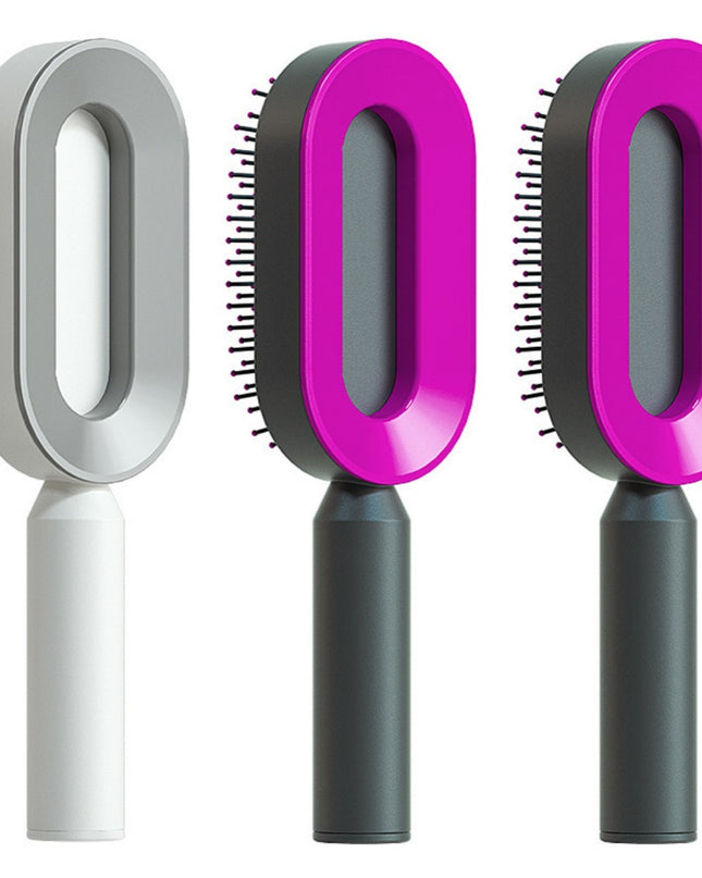 Self Cleaning Hair Brush For Women One-key Cleaning Hair Loss Airbag Massage Scalp Comb Anti-Static Hairbrush