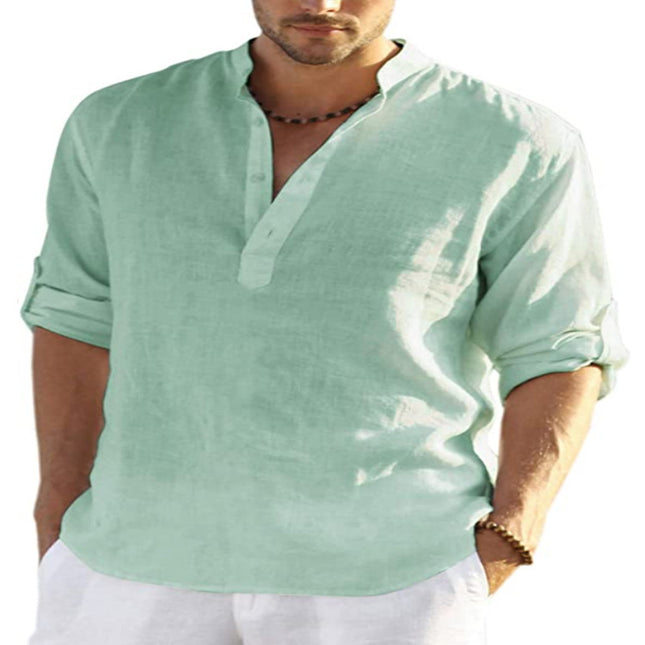 Men's Casual Long Sleeve Cotton linen shirt - Here 4 you