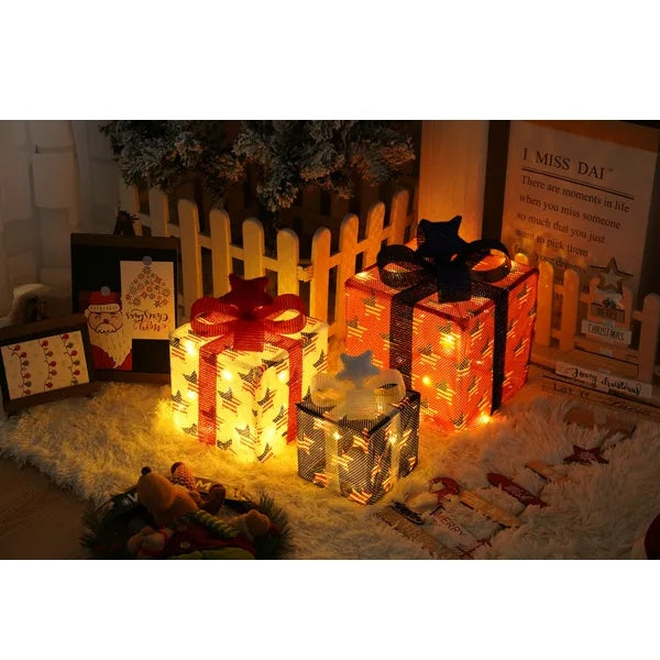 Christmas Light Box, LED Light Foldable Decoration Indoor And Outdoor, Christmas Light Box Gift Decoration Indoor And Outdoor Garden