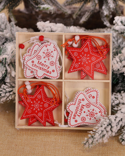 Christmas Snowflakes Wooden Pendants Xmas Tree Ornaments Home Hanging Decor Christmas Decorations