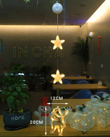 Christmas 3pcs LED Light Star Xmas Tree Hanging Window Ornaments Decoration For Home Xmas Navidad Christmas Decorations