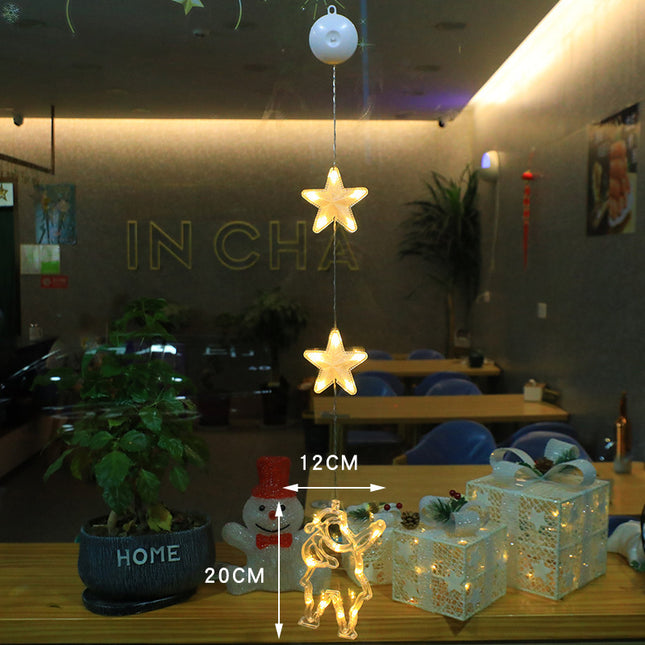 Christmas 3pcs LED Light Star Xmas Tree Hanging Window Ornaments Decoration For Home Xmas Navidad Christmas Decorations