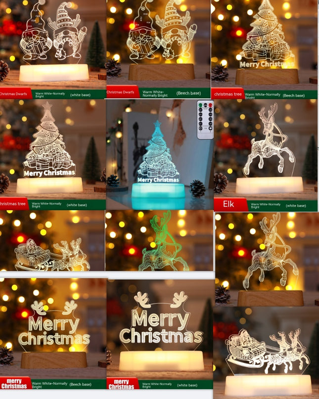 Christmas Decoration 3D Lamp Acrylic LED Night Lights