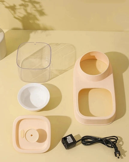 Cat Water Dispenser And Feeding Bowl 2-in-1, Dry And Wet Separation Automatic Water Dispenser Sturdy Cat Feeding Bowl Cat And Dog Feeding Supplies Easy To Clean Flow Design