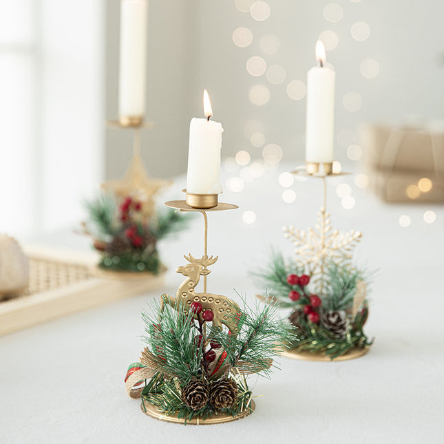 Christmas Candlestick Golden Iron Decoration