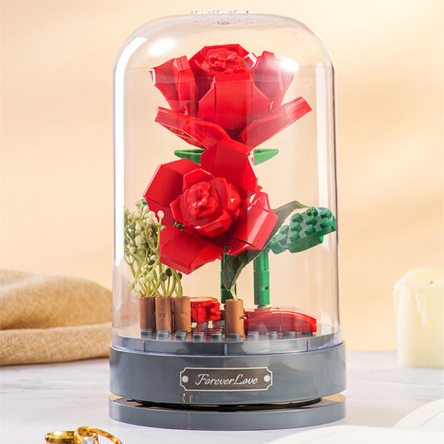 Rose Eternal Flower Building Block Jasmine Flower Assembled Music Box - Here 4 you