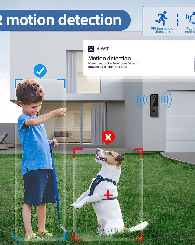 Doorbell Camera 2.4GHz WiFi 720P PIR Body Induction 140° Wide Angle Lens Door Camera