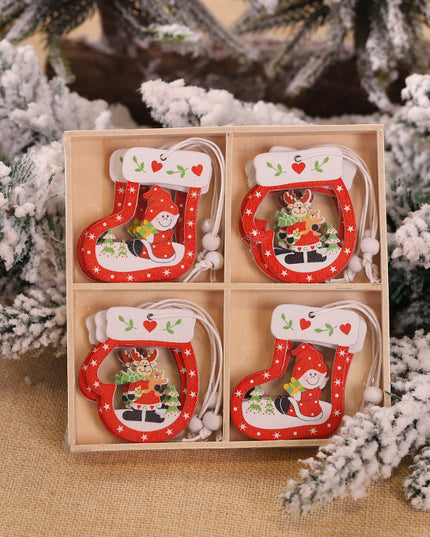 Christmas Snowflakes Wooden Pendants Xmas Tree Ornaments Home Hanging Decor Christmas Decorations