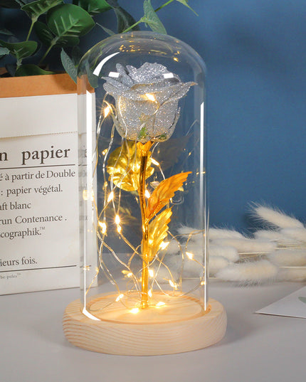 Valentines Day Gift  For Girlfriend Eternal Rose Flowers LED Light In Glass Cover Day Wedding Decoration Favors Mother Day Female Gift  Gift
