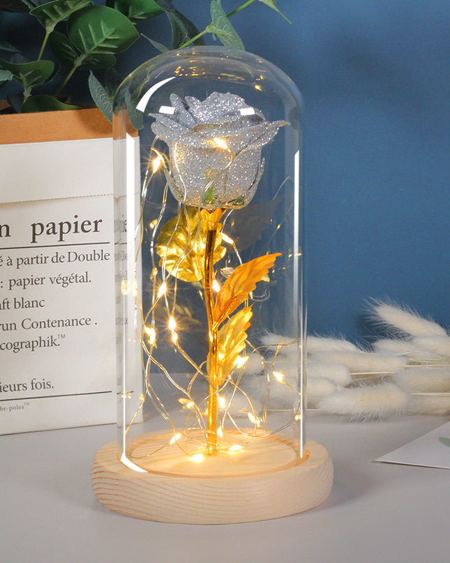 Valentines Day Gift  For Girlfriend Eternal Rose Flowers LED Light In Glass Cover Day Wedding Decoration Favors Mother Day Female Gift  Gift