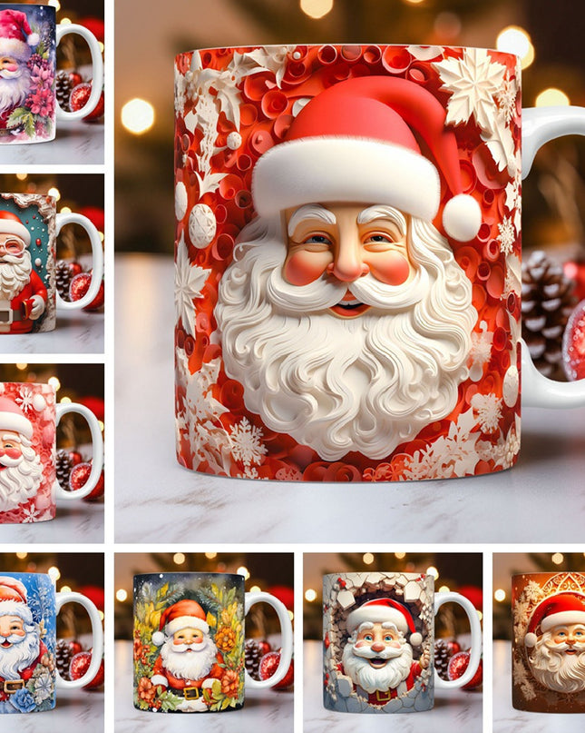 Christmas Theme Ceramic Mug 3D Santa Claus Coffee Cup Kitchen Gadgets