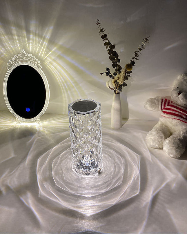 Romantic LED Rose Diamond Table Lamps For Bedroom Living Room Party Dinner Decor Creative Lights