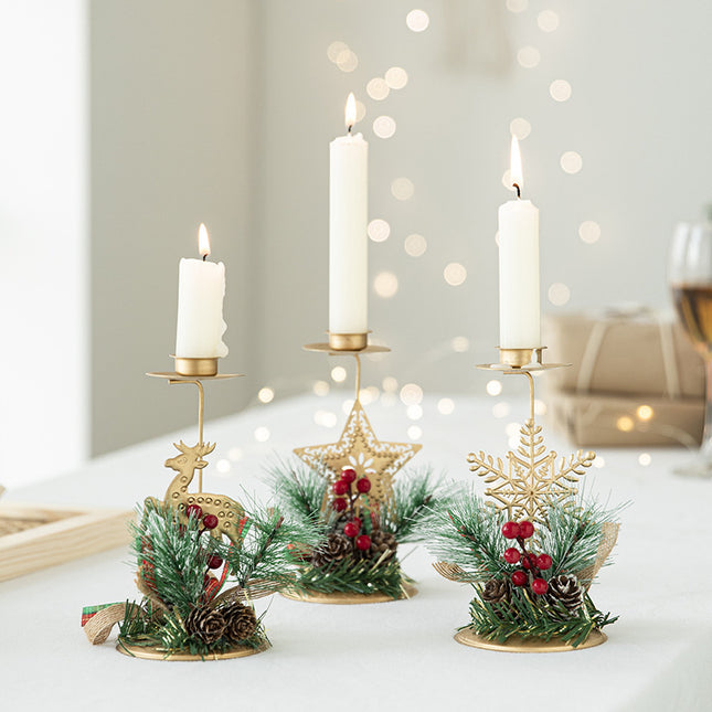 Christmas Candlestick Golden Iron Decoration