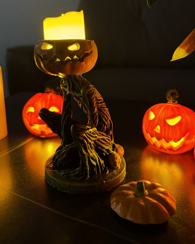 Halloween Pumpkin Candlestick Resin Decorations