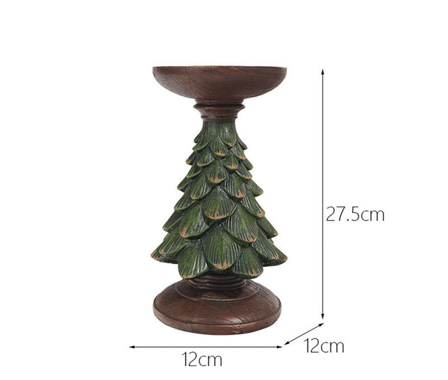 Resin Wooden Christmas Tree Candle Holder Base Christmas Decorations Candlestick Craft Home Living Room Decor