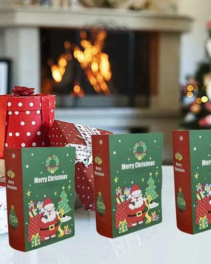 10 Pcs Christmas Candy Boxes Claus Xmas Tree Storybook Box Cookie Goodie Paper Treat Box For Christmas Gift Wrapping Holiday Party Supplies