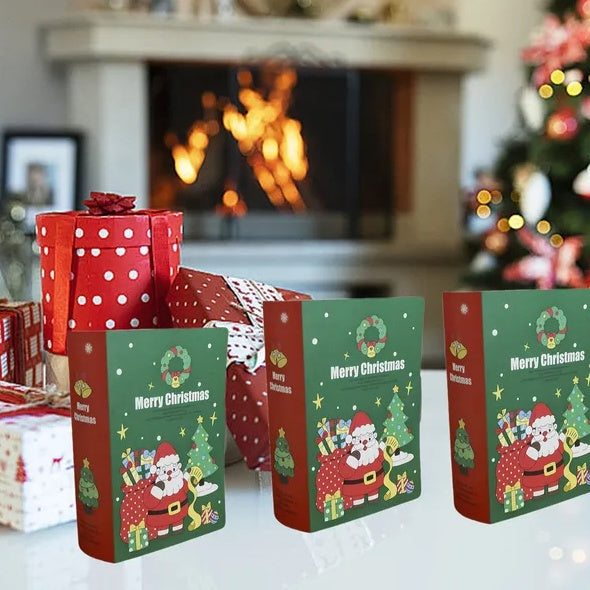 10 Pcs Christmas Candy Boxes Claus Xmas Tree Storybook Box Cookie Goodie Paper Treat Box For Christmas Gift Wrapping Holiday Party Supplies