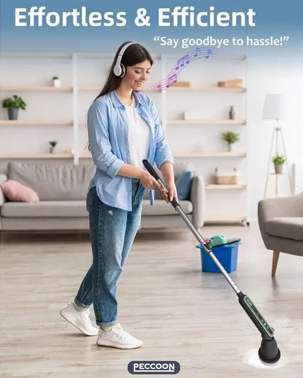 Electric Spin Scrubber, 2024 New Super Quiet Power Cleaning Brush For Bathroom Floor Tile With Long Handle, Cordless Shower Brush With 7 Replaceable Brush Heads, 120Mins Work Time, Dual Speeds