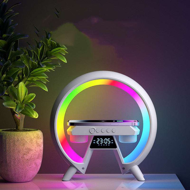 Colorful Bedside With Clock Light Wireless Charger - Here 4 you
