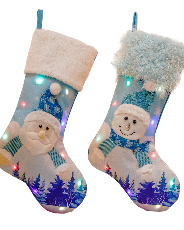 Glowing Large Christmas Stockings Gift Candy Bag With Lights, Christmas Decor for Home