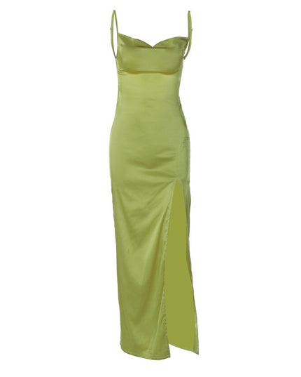 Backless Slim Fit High Slit Suspender Dress - Here 4 you
