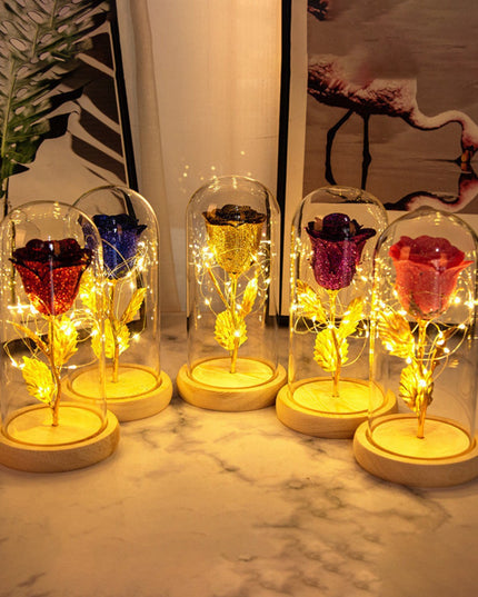 Valentines Day Gift  For Girlfriend Eternal Rose Flowers LED Light In Glass Cover Day Wedding Decoration Favors Mother Day Female Gift  Gift