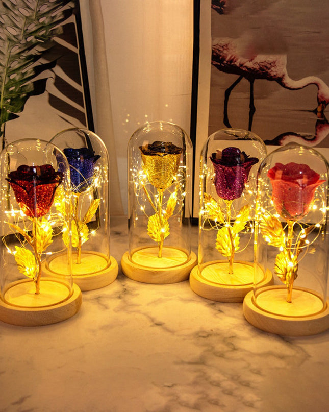Valentines Day Gift  For Girlfriend Eternal Rose Flowers LED Light In Glass Cover Day Wedding Decoration Favors Mother Day Female Gift  Gift