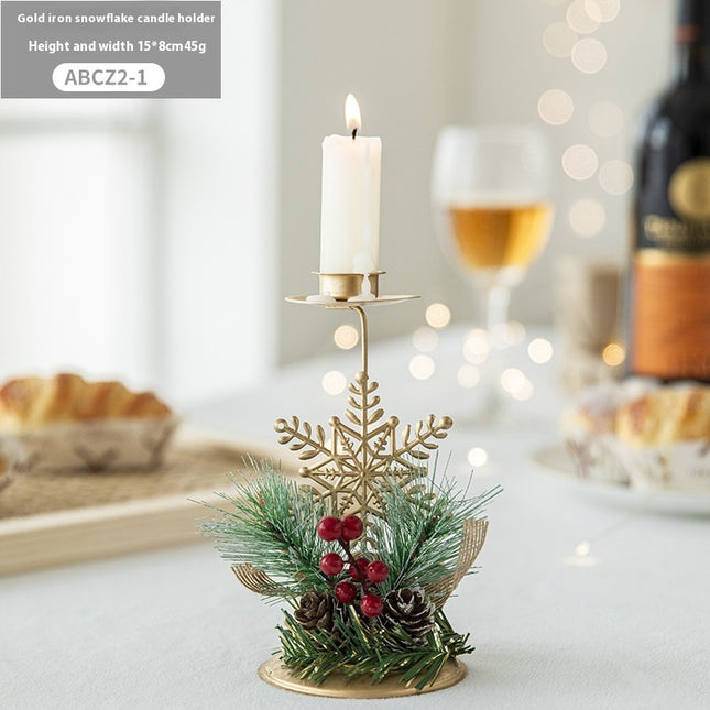 Christmas Candlestick Golden Iron Decoration