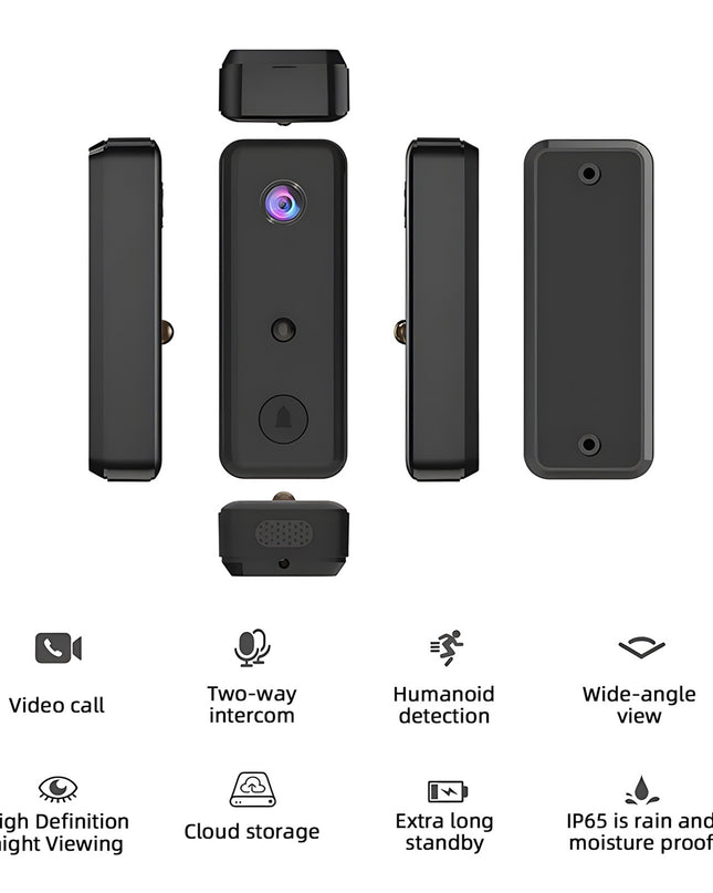 Doorbell Camera 2.4GHz WiFi 720P PIR Body Induction 140° Wide Angle Lens Door Camera