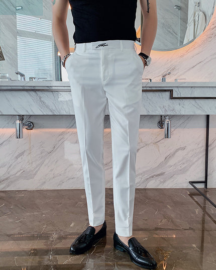 Embroidered New Men's Slim Casual Western Trousers