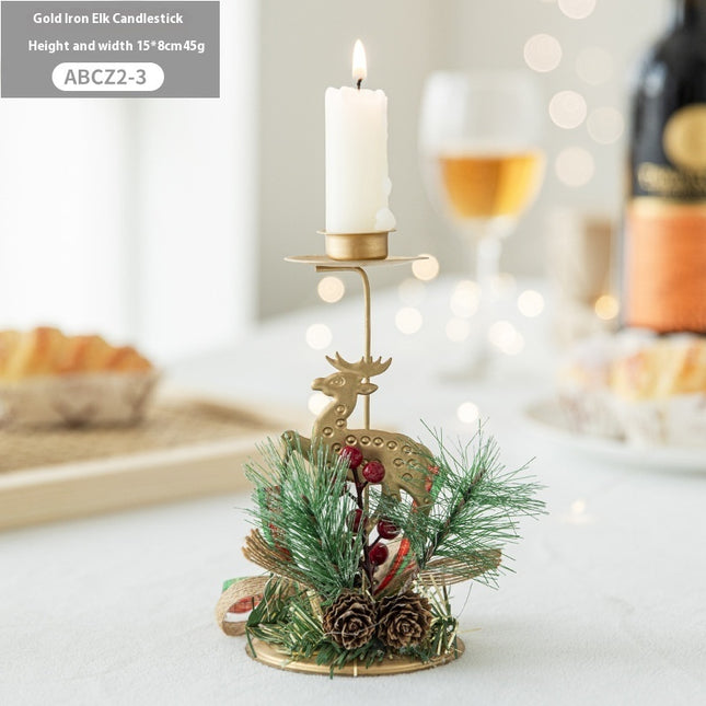 Christmas Candlestick Golden Iron Decoration