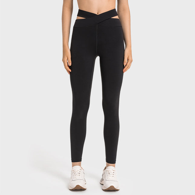 Cross Waist Head Yoga Pants Female Cutout