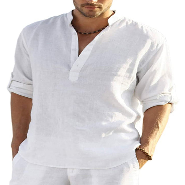 Men's Casual Long Sleeve Cotton linen shirt - Here 4 you