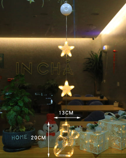 Christmas 3pcs LED Light Star Xmas Tree Hanging Window Ornaments Decoration For Home Xmas Navidad Christmas Decorations